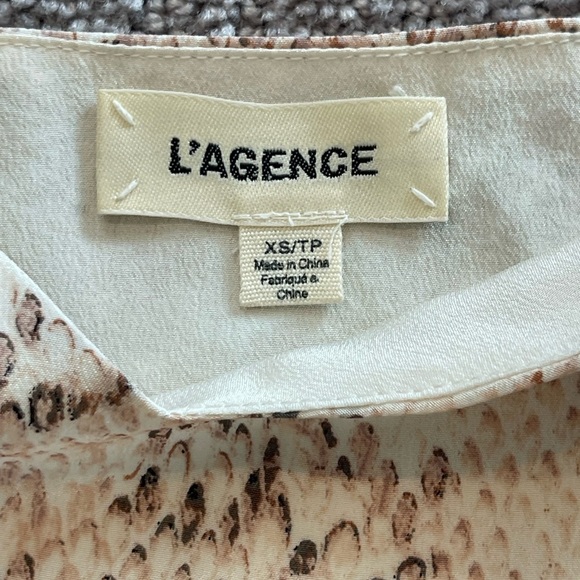L'AGENCE Jane Blush and Cream Snake Print Camisole, 100% Silk, Size XS - Picture 5 of 14